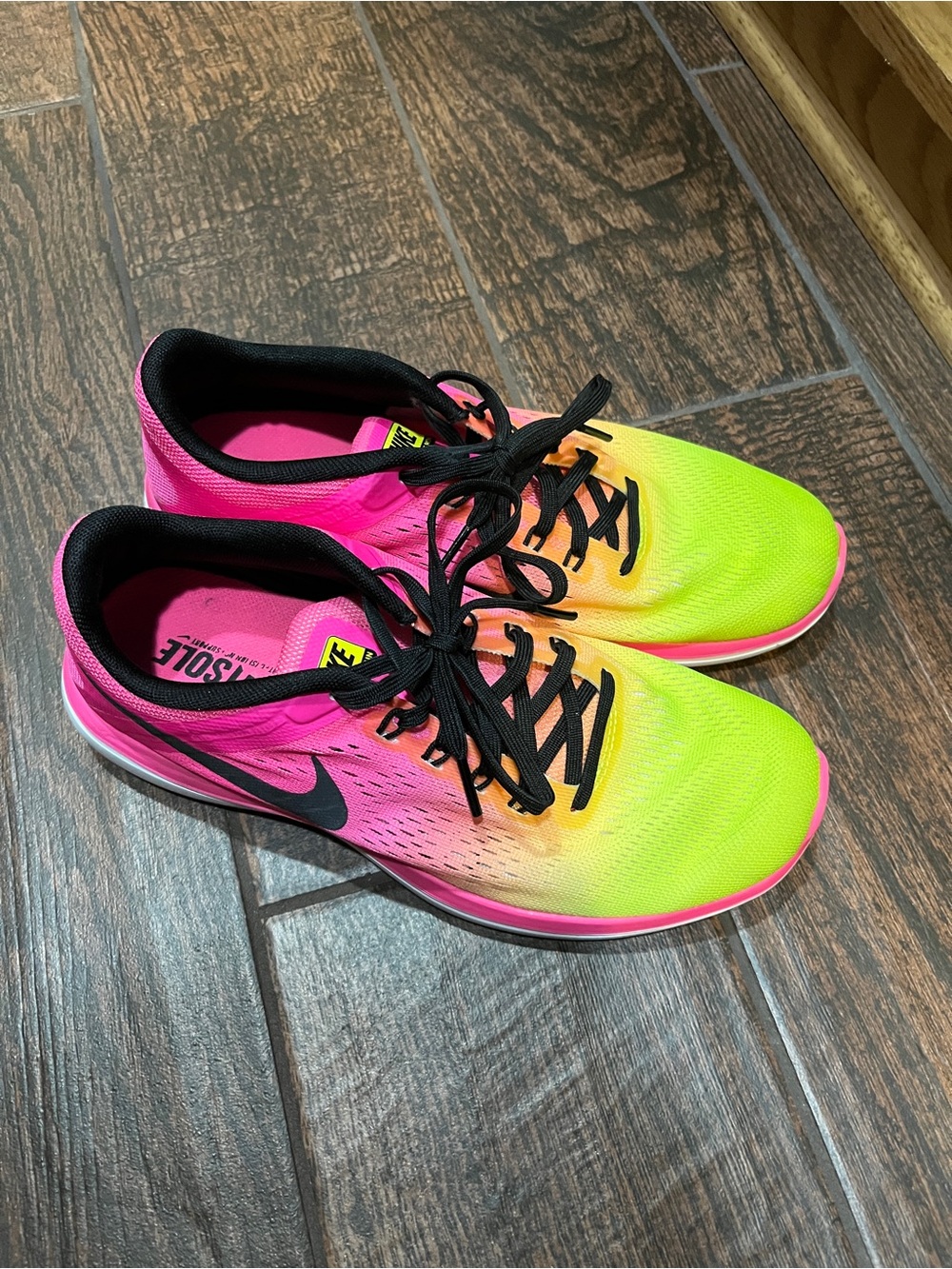 Nike Women’s Pink to Neon Yellow Gradient Running Sneakers